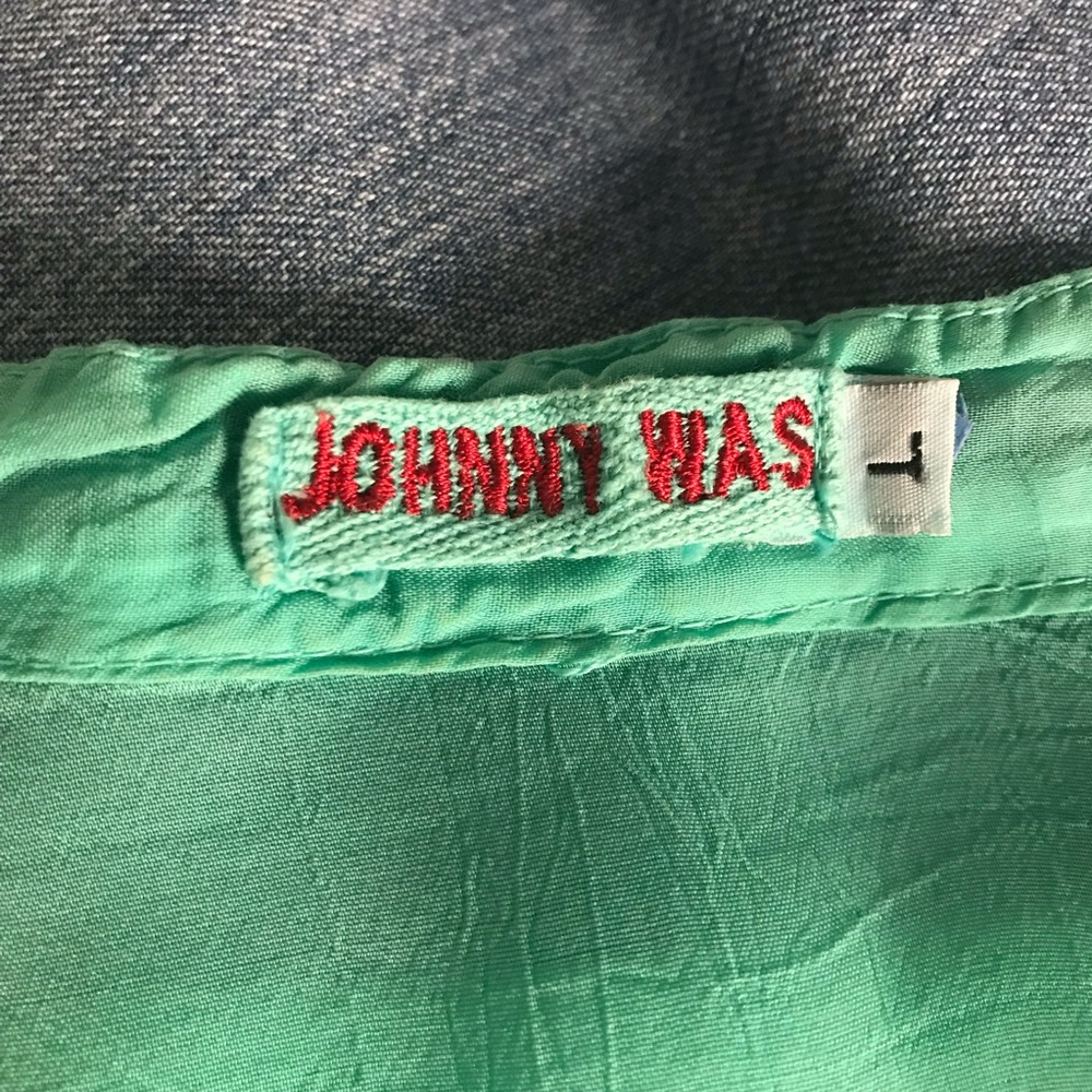 Johnny Was Tunic Top Size-L Green Embroidery Long Sleeve - Picture 2 of 5